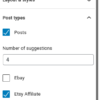 Etsy product suggestions configuration